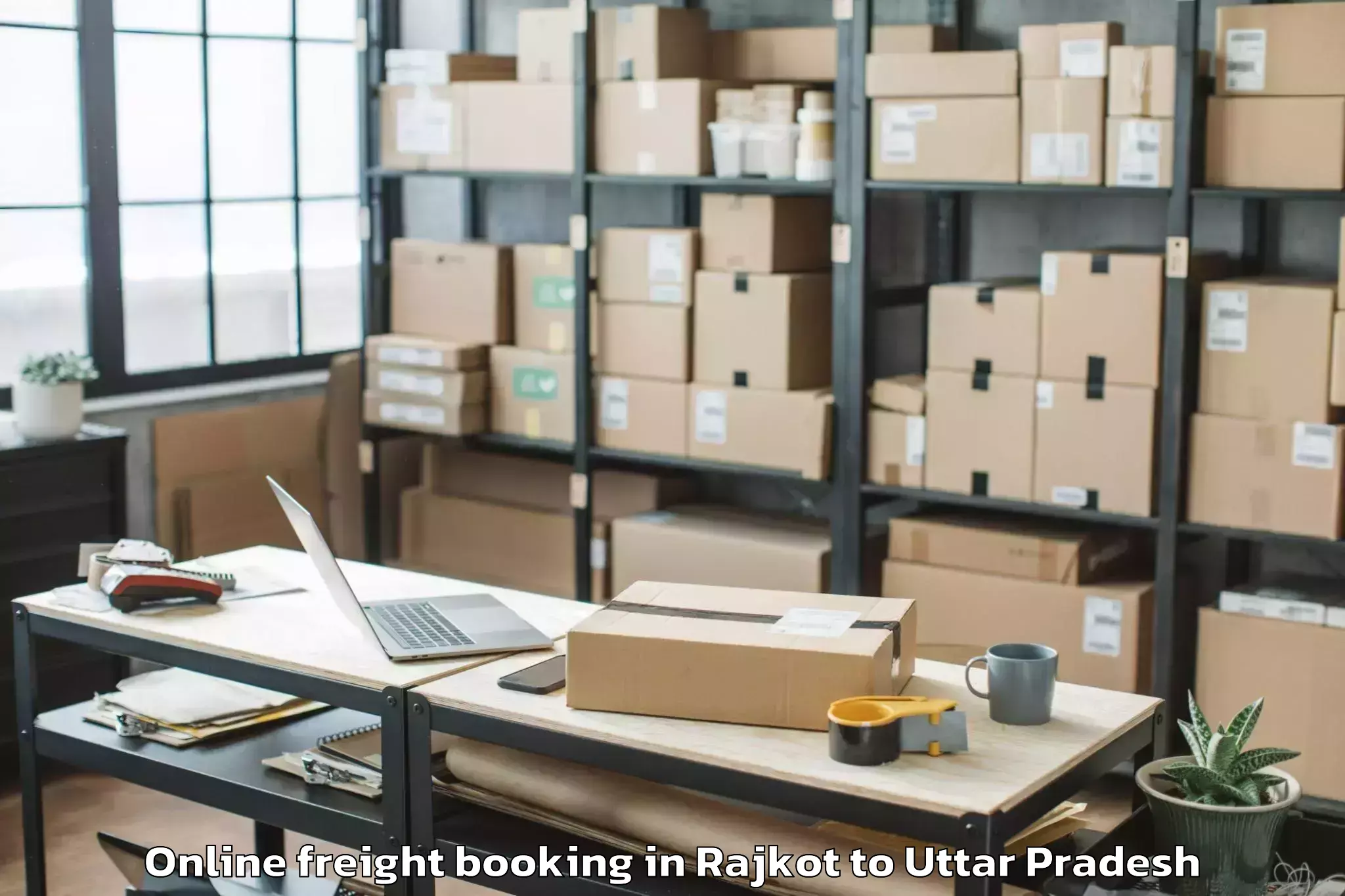 Top Rajkot to Barkhera Kalan Online Freight Booking Available